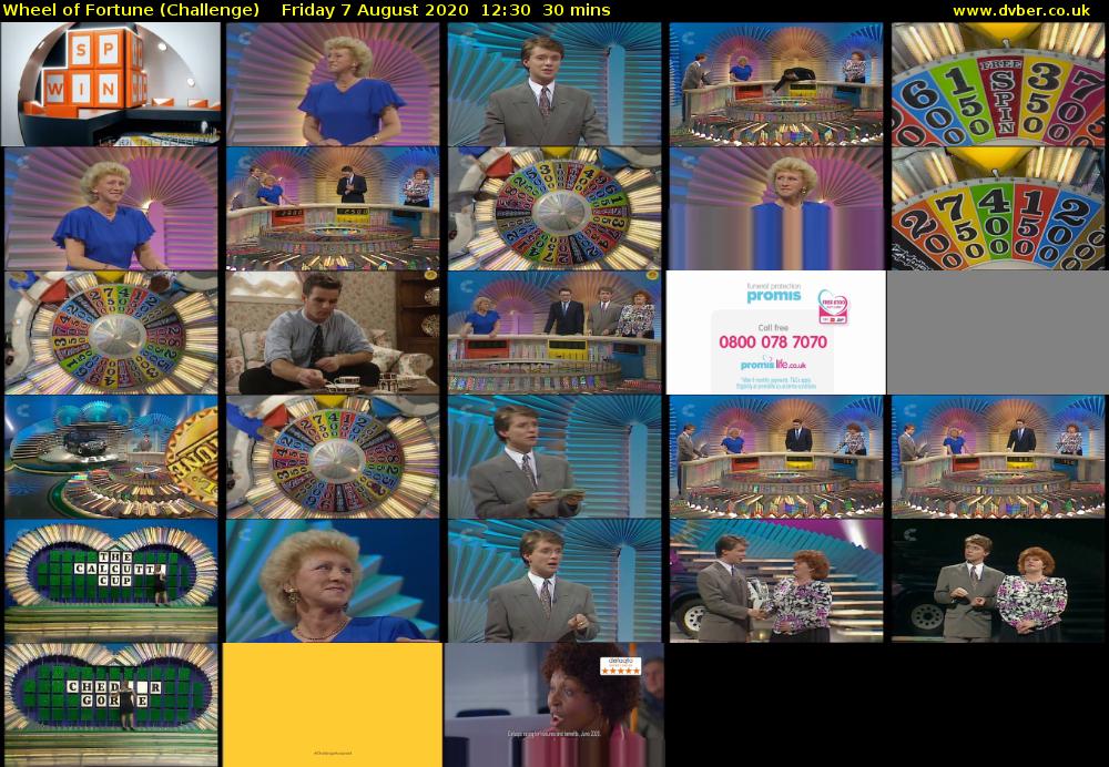 Wheel of Fortune (Challenge) Friday 7 August 2020 12:30 - 13:00