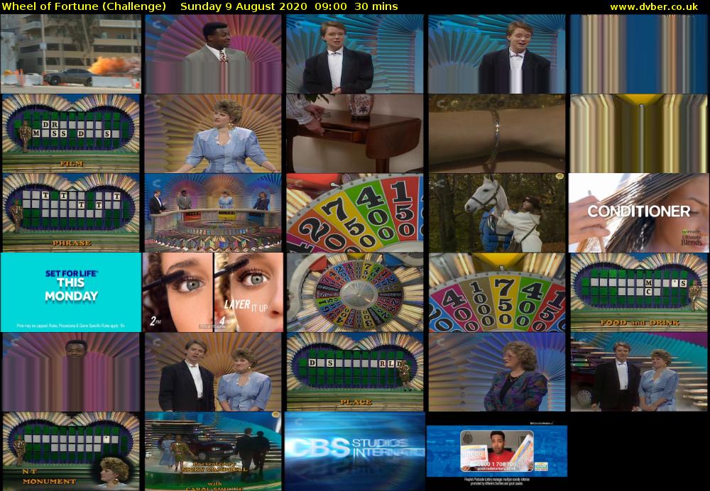 Wheel of Fortune (Challenge) Sunday 9 August 2020 09:00 - 09:30