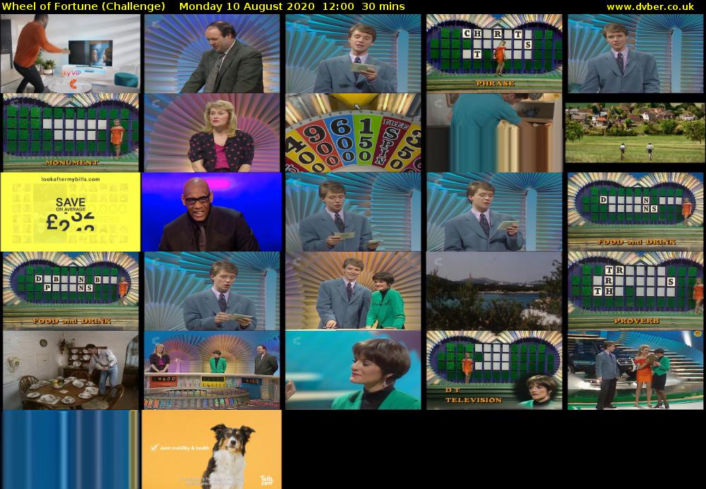 Wheel of Fortune (Challenge) Monday 10 August 2020 12:00 - 12:30