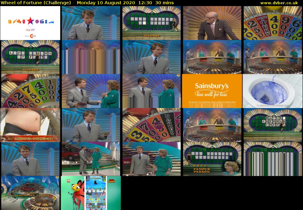 Wheel of Fortune (Challenge) Monday 10 August 2020 12:30 - 13:00