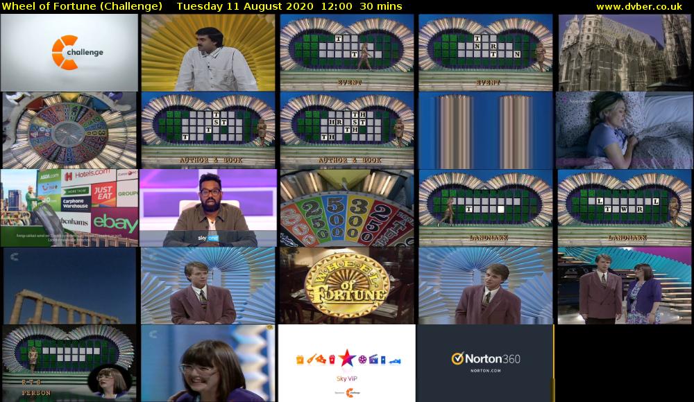 Wheel of Fortune (Challenge) Tuesday 11 August 2020 12:00 - 12:30