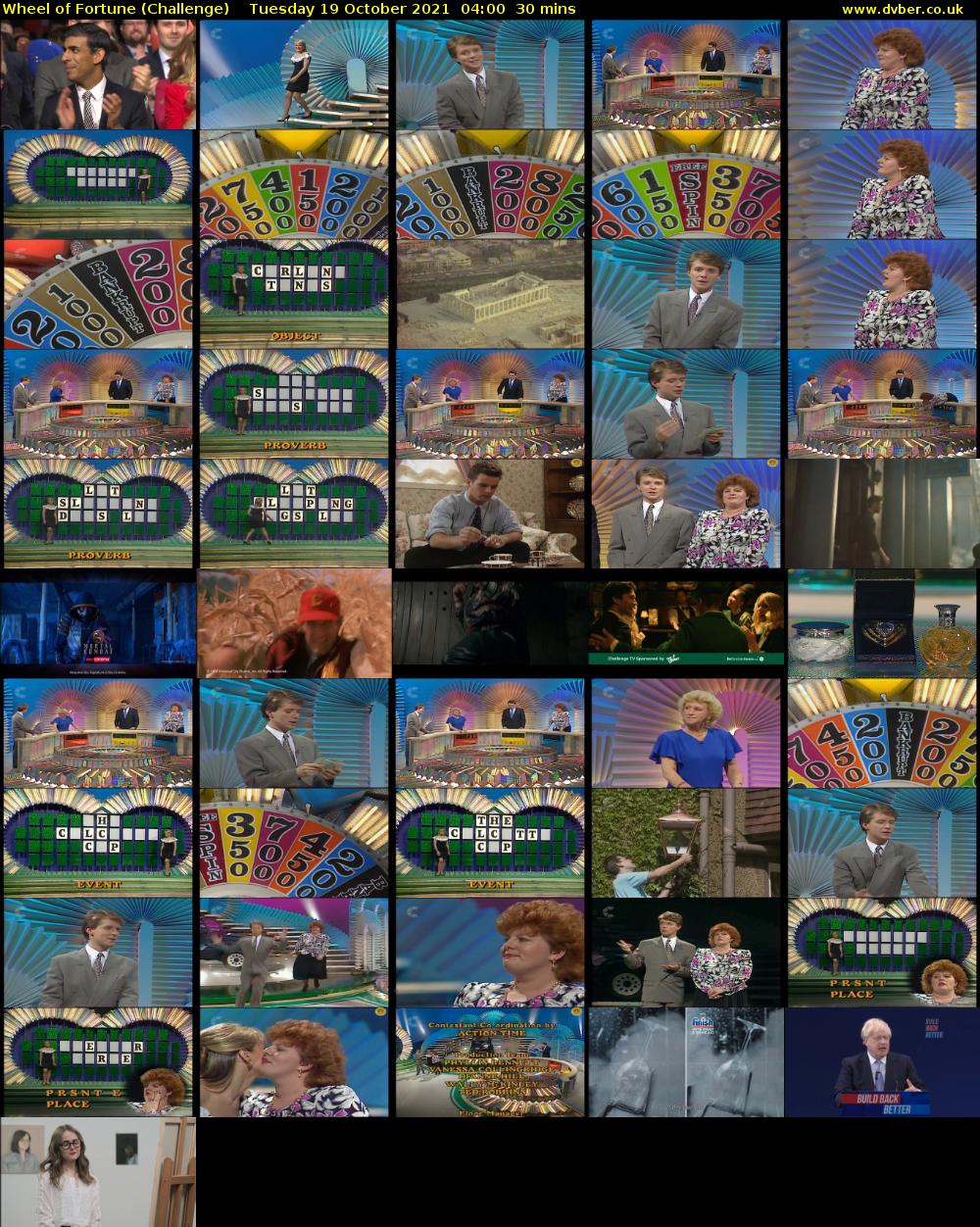 Wheel of Fortune (Challenge) Tuesday 19 October 2021 04:00 - 04:30