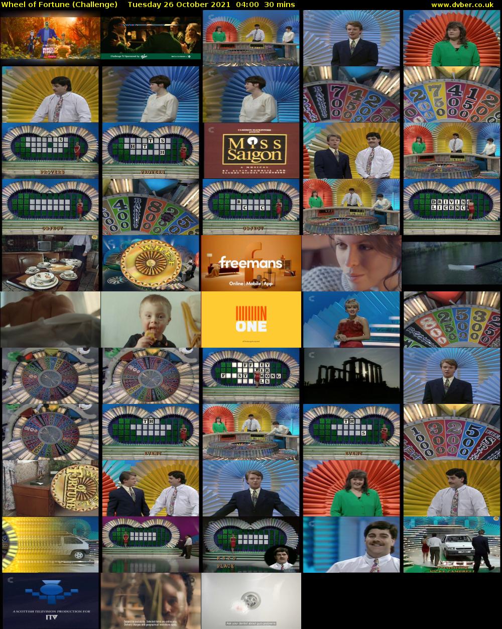 Wheel of Fortune (Challenge) Tuesday 26 October 2021 04:00 - 04:30