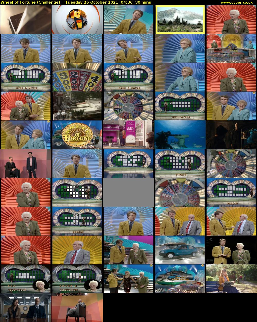 Wheel of Fortune (Challenge) Tuesday 26 October 2021 04:30 - 05:00
