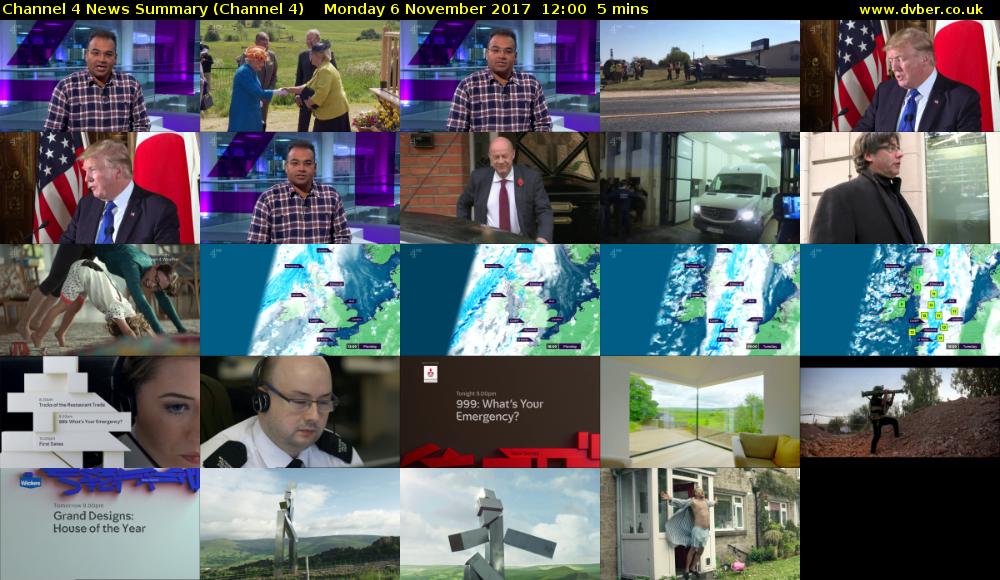 Channel 4 News Summary (Channel 4) Monday 6 November 2017 12:00 - 12:05
