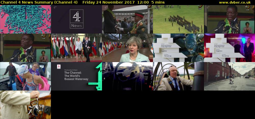Channel 4 News Summary (Channel 4) Friday 24 November 2017 12:00 - 12:05