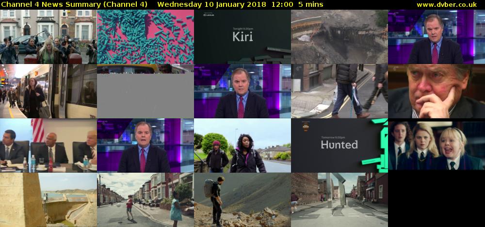 Channel 4 News Summary (Channel 4) Wednesday 10 January 2018 12:00 - 12:05