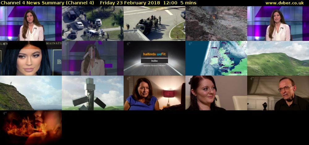 Channel 4 News Summary (Channel 4) Friday 23 February 2018 12:00 - 12:05