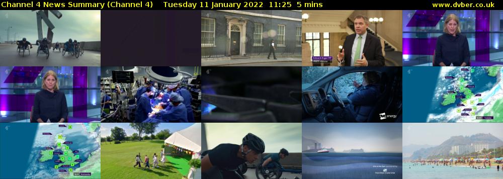 Channel 4 News Summary (Channel 4) Tuesday 11 January 2022 11:25 - 11:30