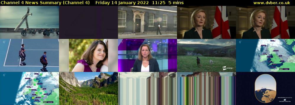 Channel 4 News Summary (Channel 4) Friday 14 January 2022 11:25 - 11:30