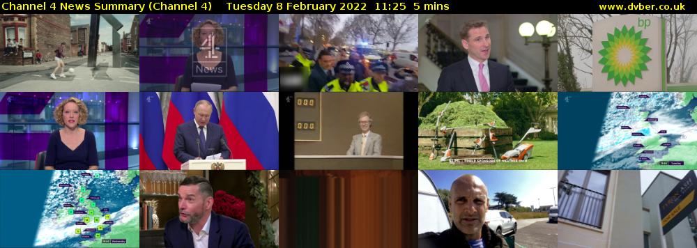 Channel 4 News Summary (Channel 4) Tuesday 8 February 2022 11:25 - 11:30