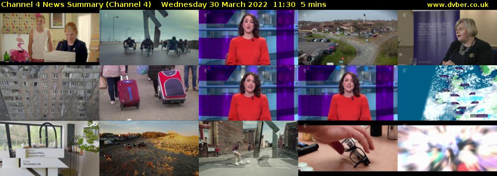 Channel 4 News Summary (Channel 4) Wednesday 30 March 2022 11:30 - 11:35