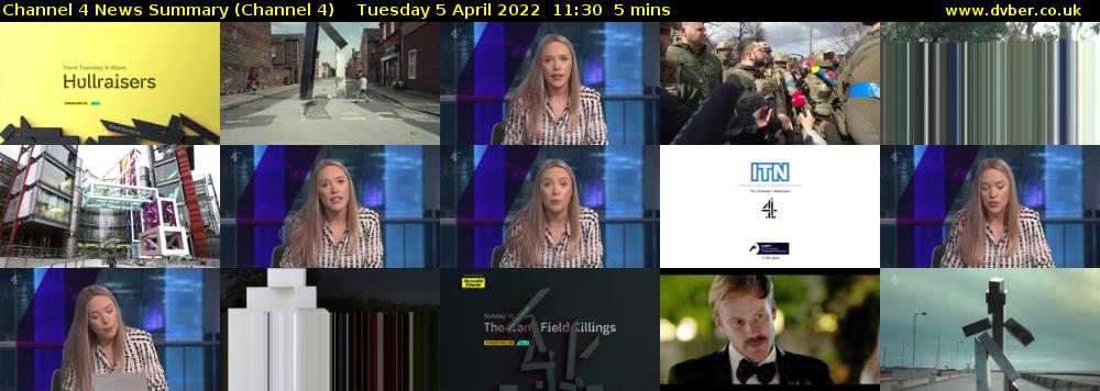 Channel 4 News Summary (Channel 4) Tuesday 5 April 2022 11:30 - 11:35