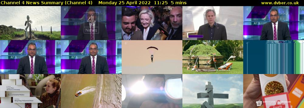 Channel 4 News Summary (Channel 4) Monday 25 April 2022 11:25 - 11:30