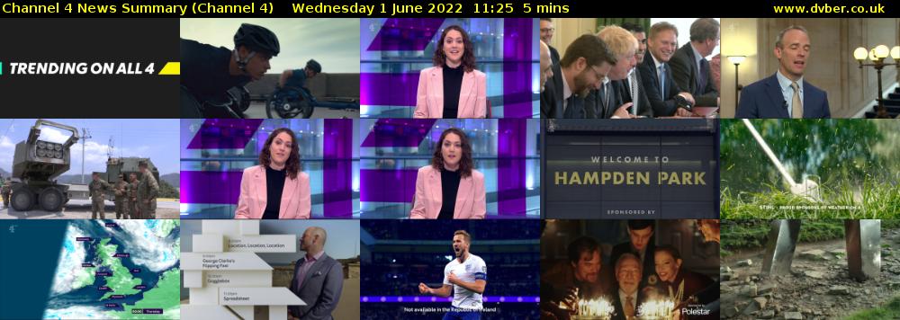 Channel 4 News Summary (Channel 4) Wednesday 1 June 2022 11:25 - 11:30