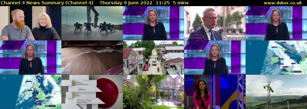 Channel 4 News Summary (Channel 4) Thursday 9 June 2022 11:25 - 11:30