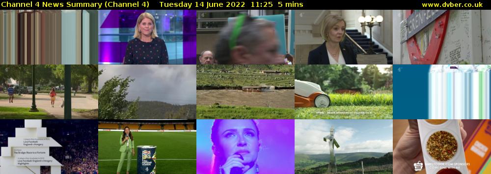 Channel 4 News Summary (Channel 4) Tuesday 14 June 2022 11:25 - 11:30