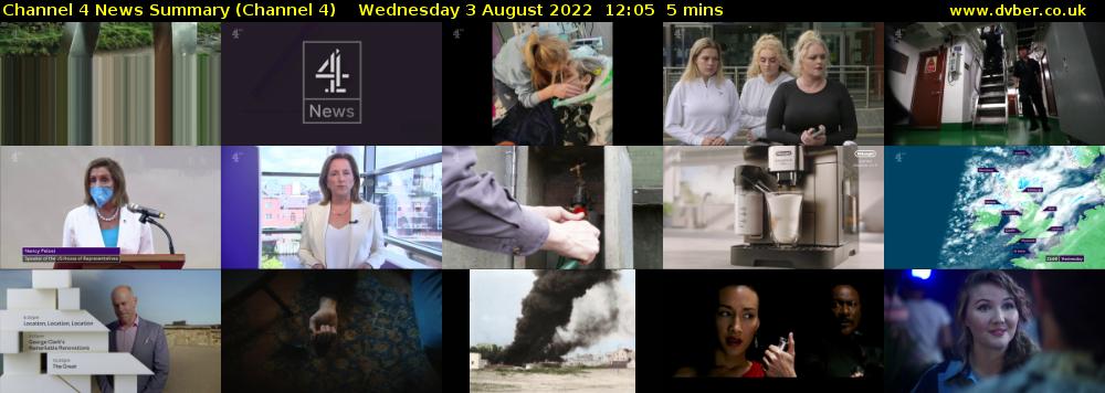 Channel 4 News Summary (Channel 4) Wednesday 3 August 2022 12:05 - 12:10
