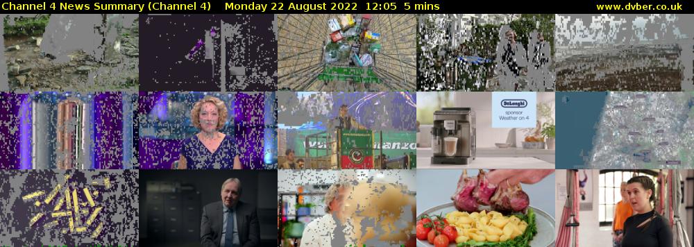 Channel 4 News Summary (Channel 4) Monday 22 August 2022 12:05 - 12:10