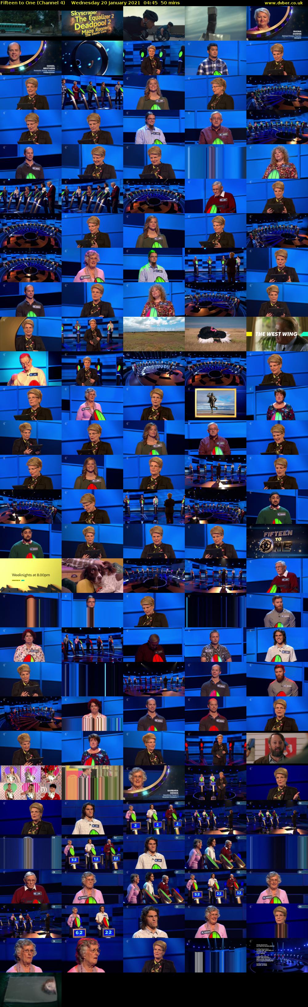 Fifteen to One (Channel 4) Wednesday 20 January 2021 04:45 - 05:35