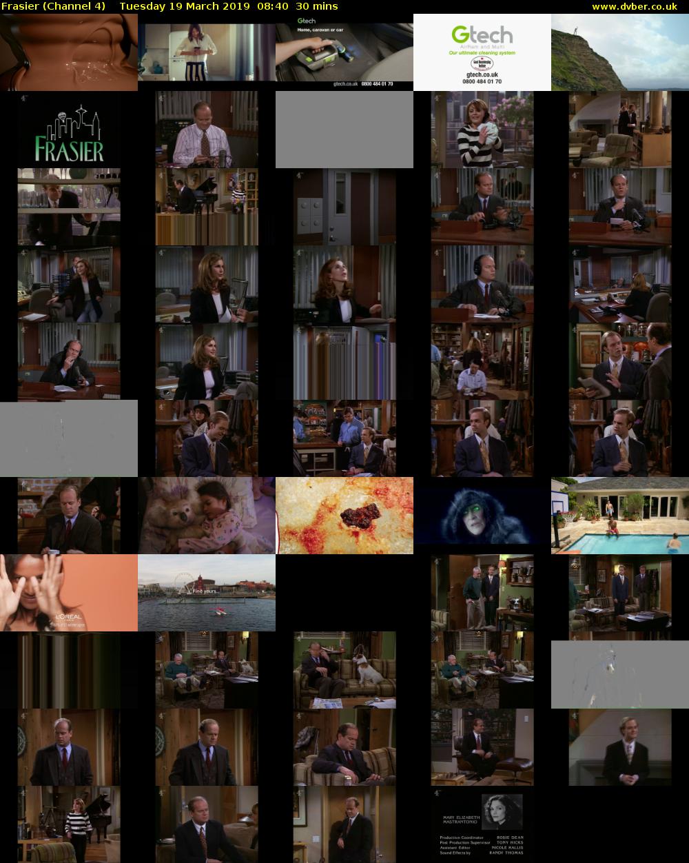 Frasier (Channel 4) Tuesday 19 March 2019 08:40 - 09:10