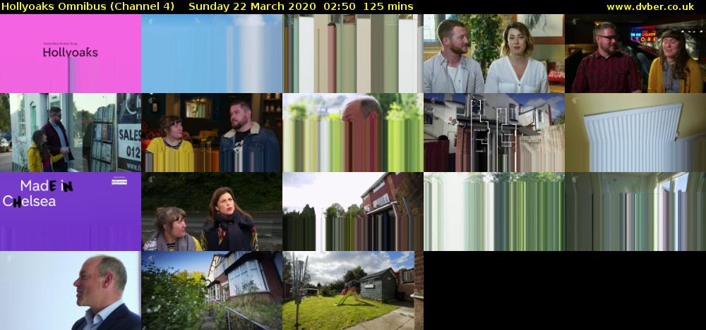 Hollyoaks Omnibus (Channel 4) Sunday 22 March 2020 02:50 - 04:55