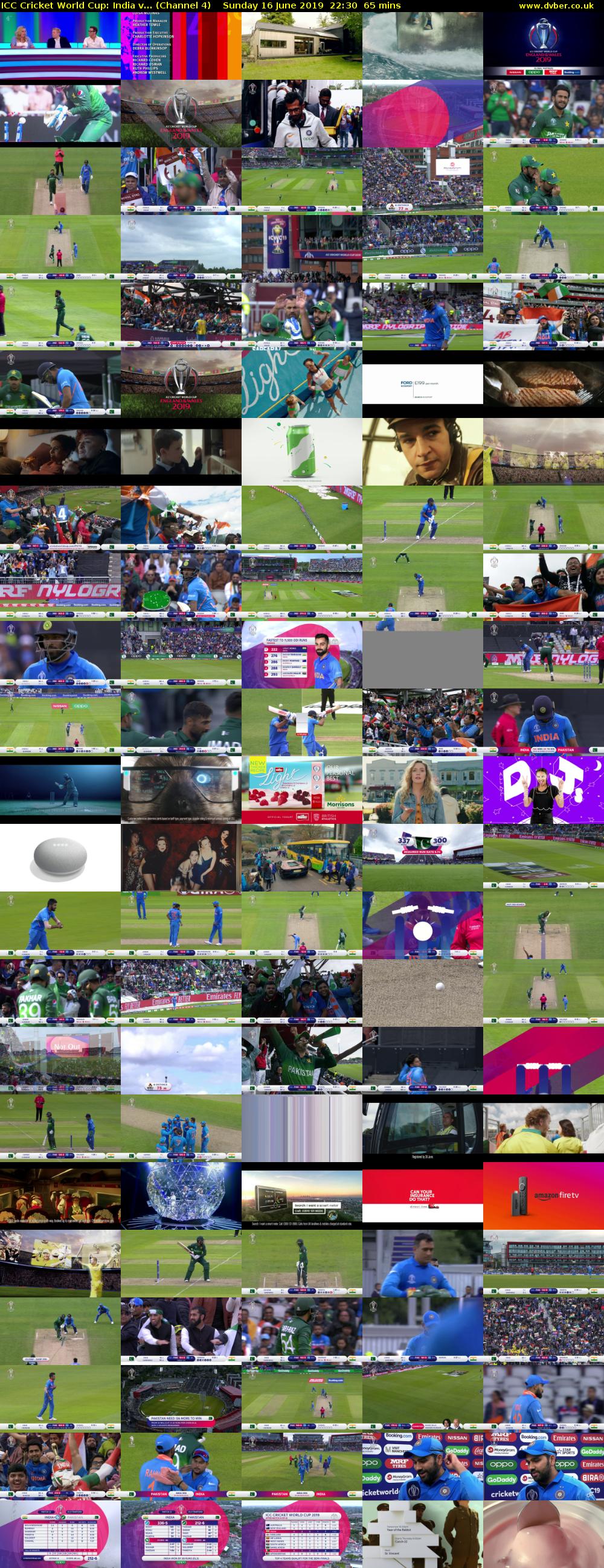 ICC Cricket World Cup: India v... (Channel 4) Sunday 16 June 2019 22:30 - 23:35