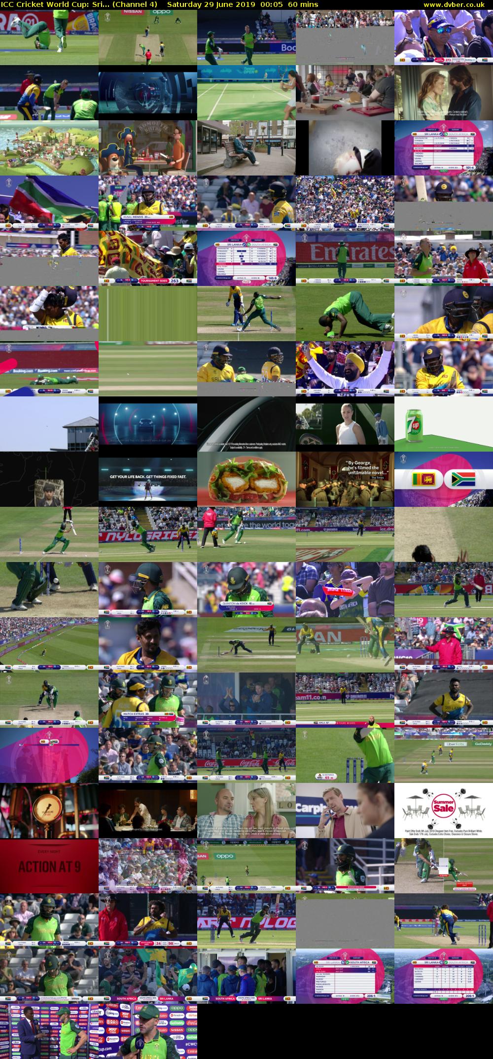 ICC Cricket World Cup: Sri... (Channel 4) Saturday 29 June 2019 00:05 - 01:05