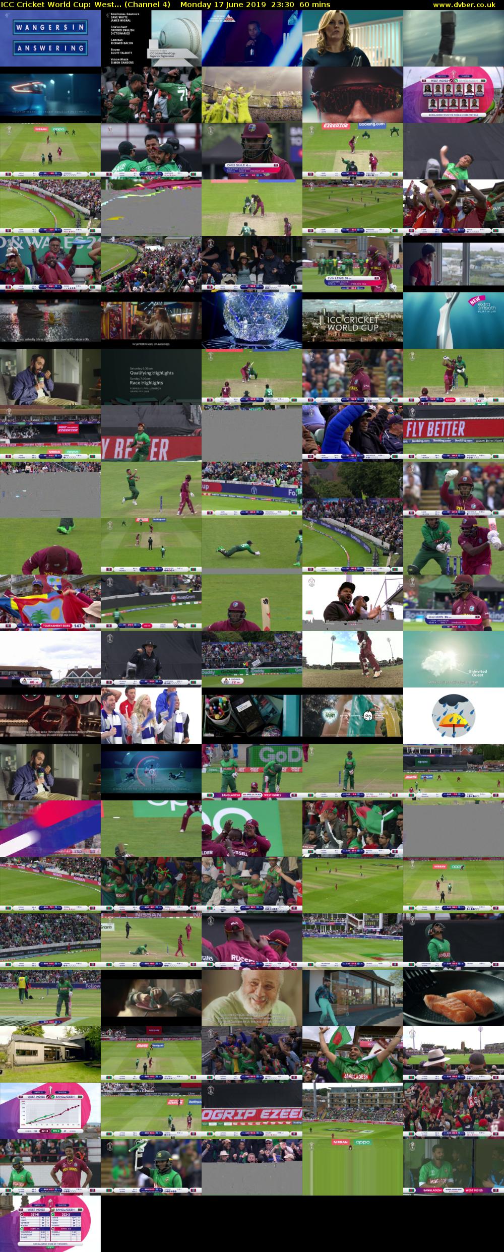ICC Cricket World Cup: West... (Channel 4) Monday 17 June 2019 23:30 - 00:30