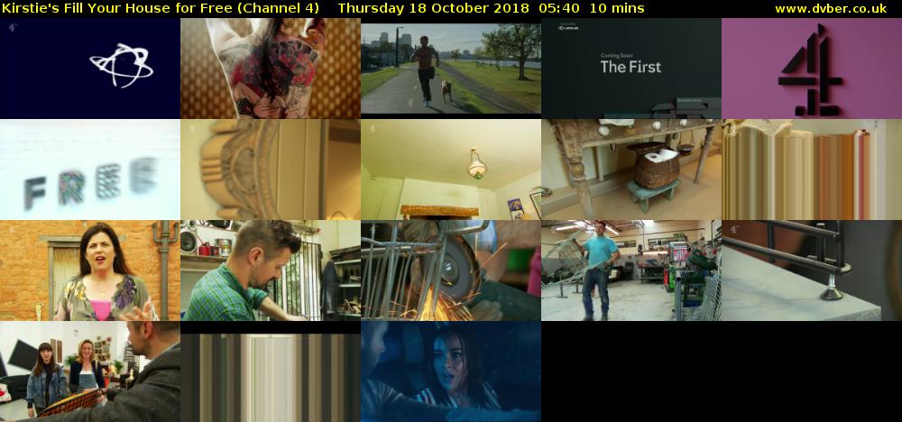 Kirstie's Fill Your House for Free (Channel 4) Thursday 18 October 2018 05:40 - 05:50