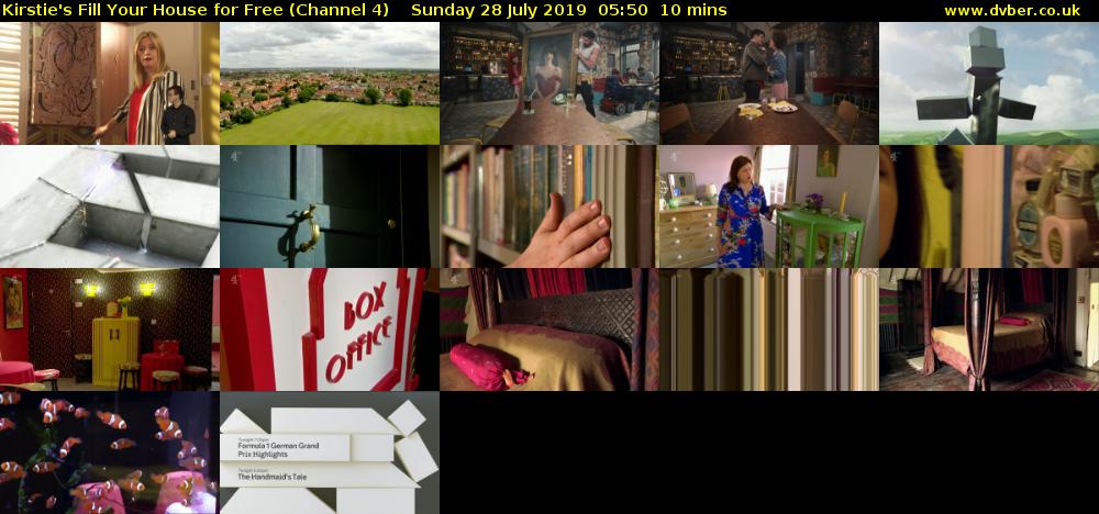 Kirstie's Fill Your House for Free (Channel 4) Sunday 28 July 2019 05:50 - 06:00