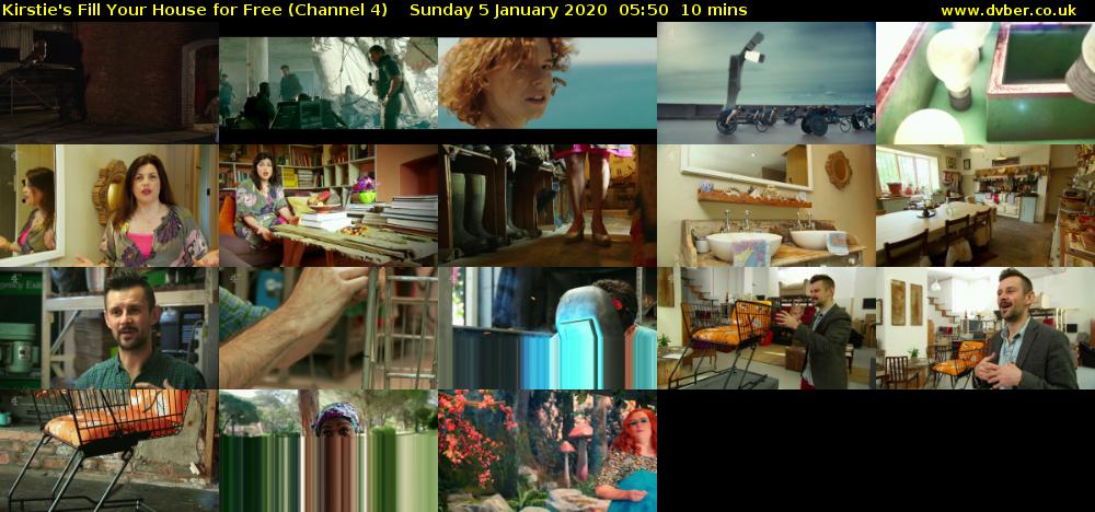 Kirstie's Fill Your House for Free (Channel 4) Sunday 5 January 2020 05:50 - 06:00