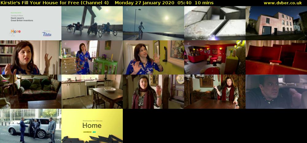 Kirstie's Fill Your House for Free (Channel 4) Monday 27 January 2020 05:40 - 05:50