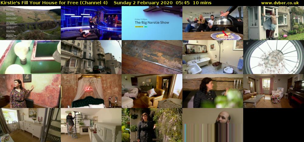 Kirstie's Fill Your House for Free (Channel 4) Sunday 2 February 2020 05:45 - 05:55