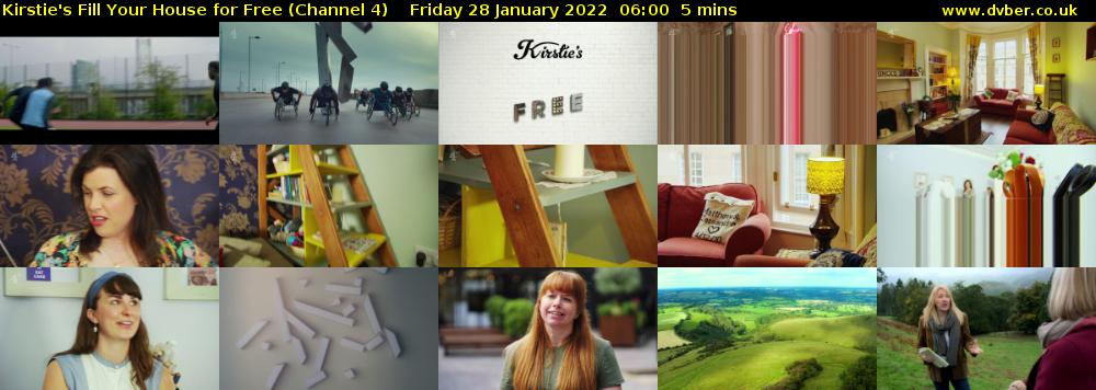 Kirstie's Fill Your House for Free (Channel 4) Friday 28 January 2022 06:00 - 06:05
