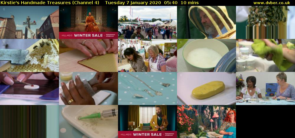 Kirstie's Handmade Treasures (Channel 4) Tuesday 7 January 2020 05:40 - 05:50