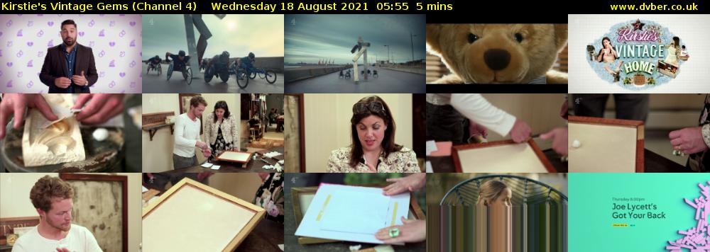Kirstie's Vintage Gems (Channel 4) Wednesday 18 August 2021 05:55 - 06:00