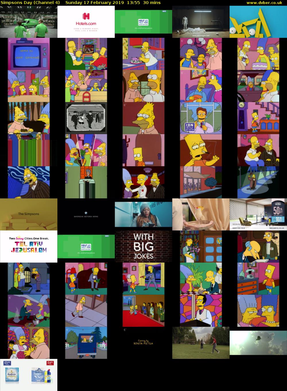 Simpsons Day (Channel 4) Sunday 17 February 2019 13:55 - 14:25