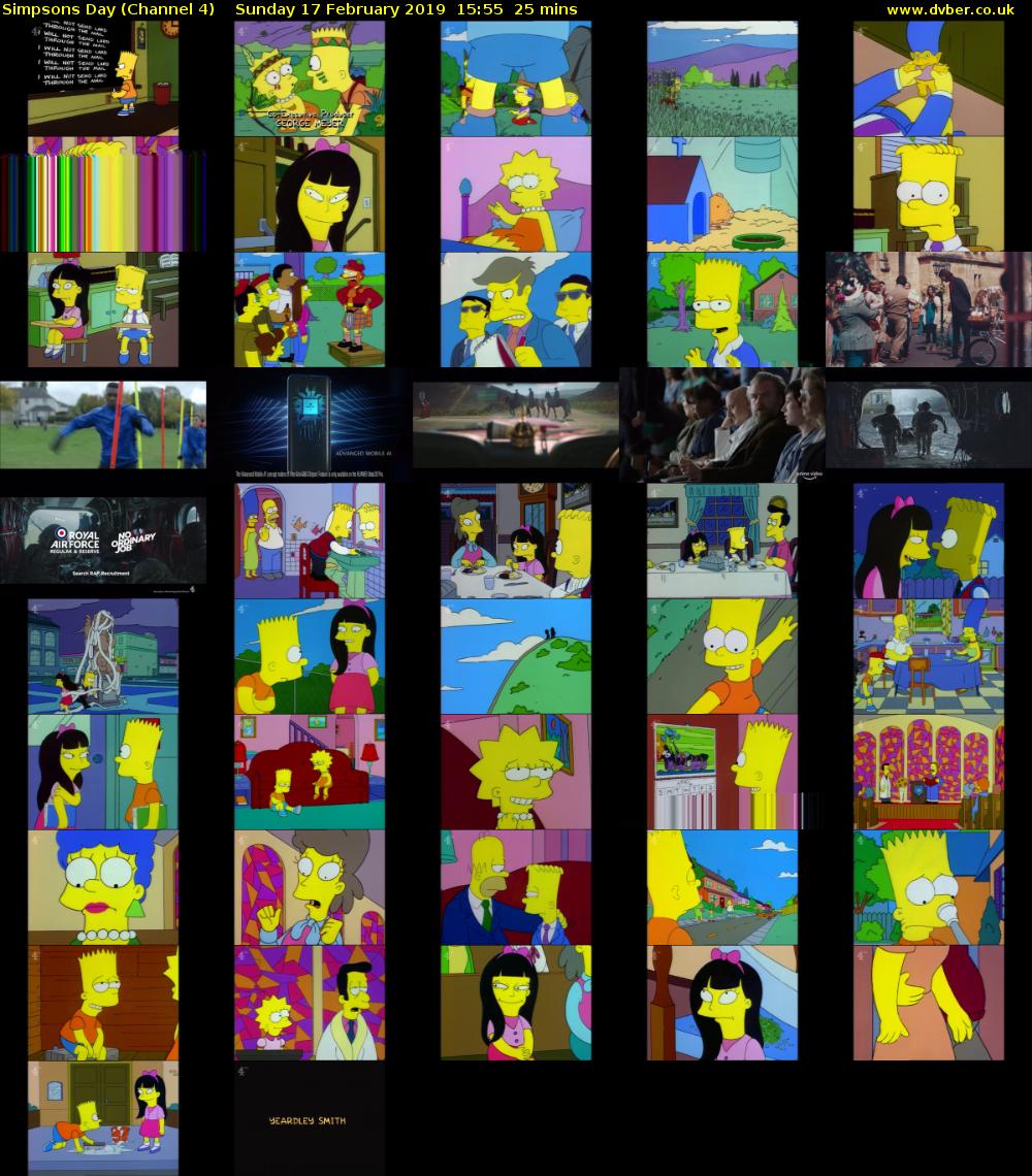 Simpsons Day (Channel 4) Sunday 17 February 2019 15:55 - 16:20