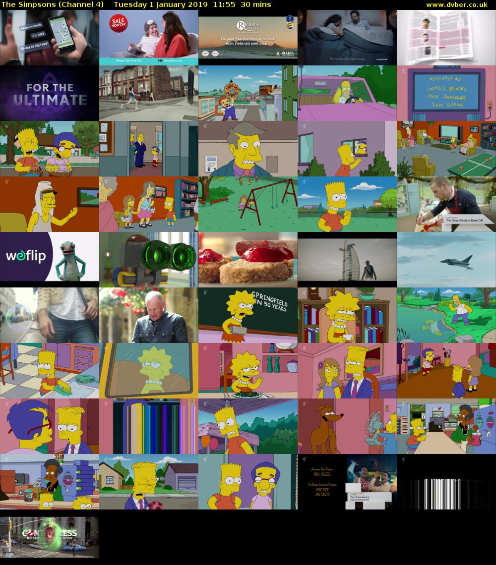 The Simpsons (Channel 4) Tuesday 1 January 2019 11:55 - 12:25