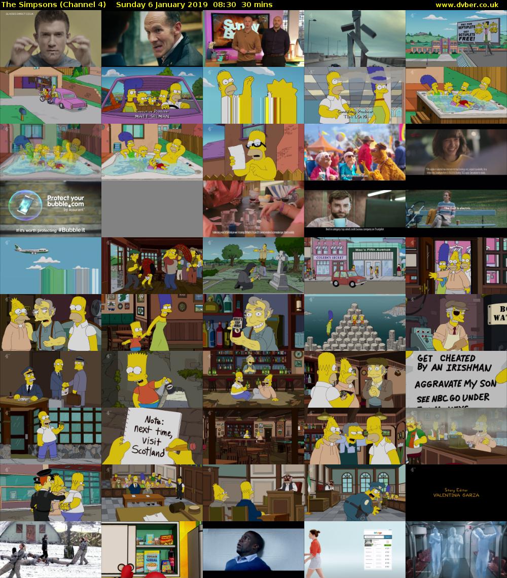 The Simpsons (Channel 4) Sunday 6 January 2019 08:30 - 09:00