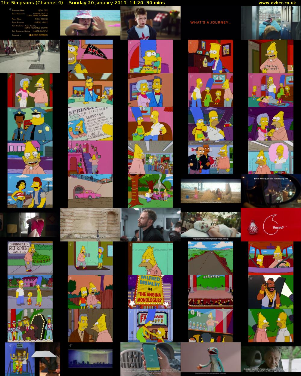 The Simpsons (Channel 4) Sunday 20 January 2019 14:20 - 14:50