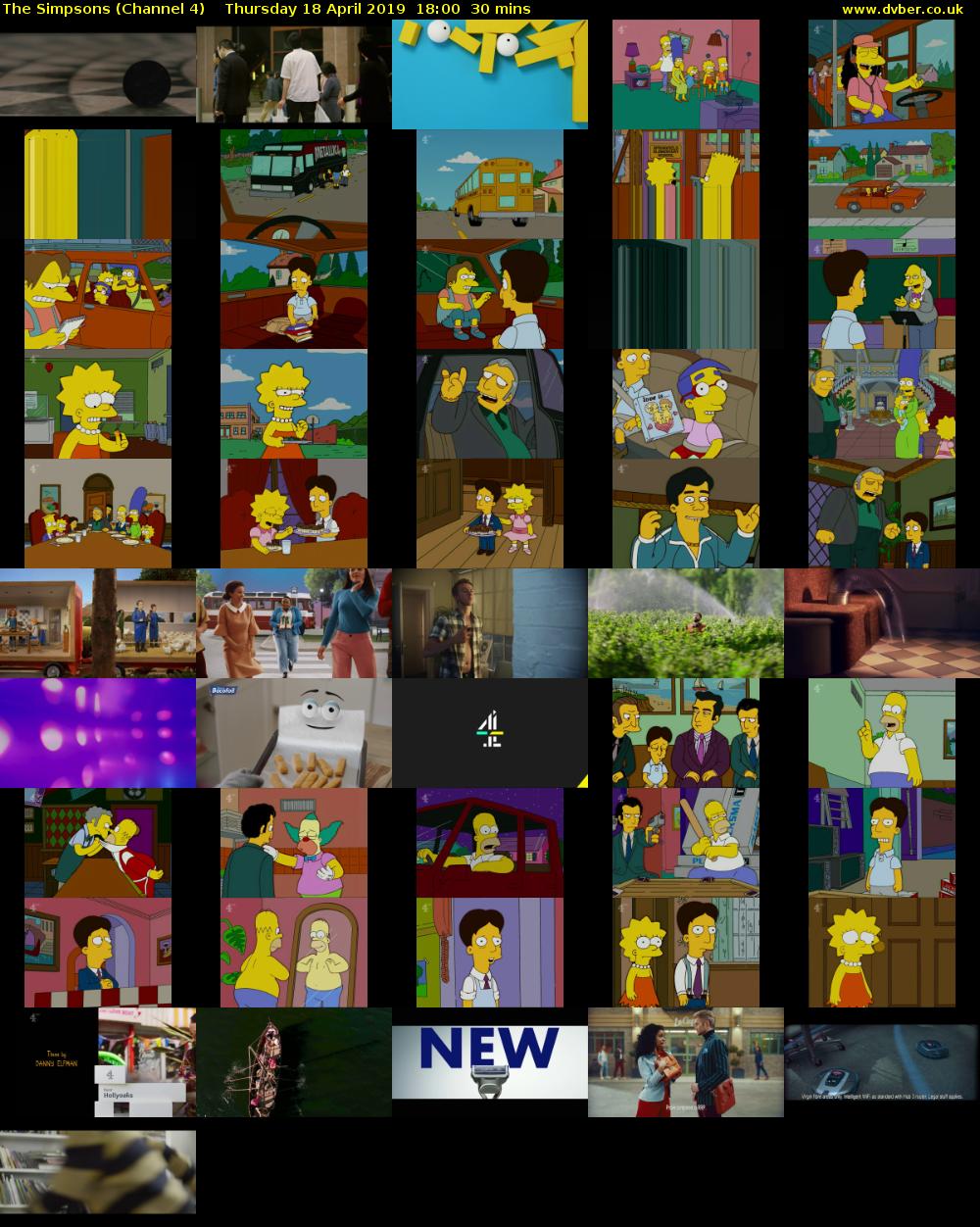 The Simpsons (Channel 4) Thursday 18 April 2019 18:00 - 18:30