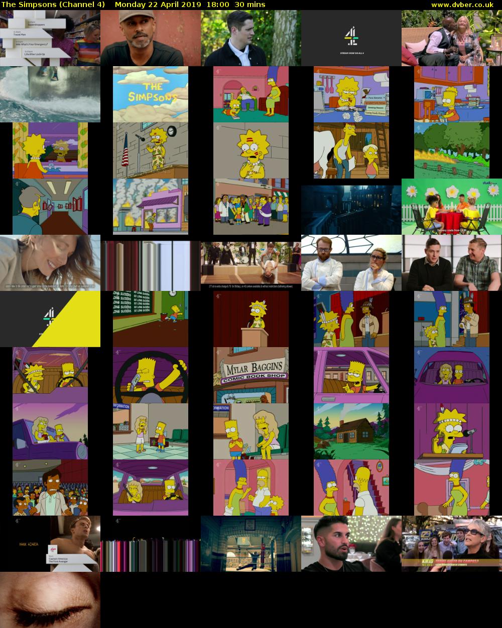 The Simpsons (Channel 4) Monday 22 April 2019 18:00 - 18:30