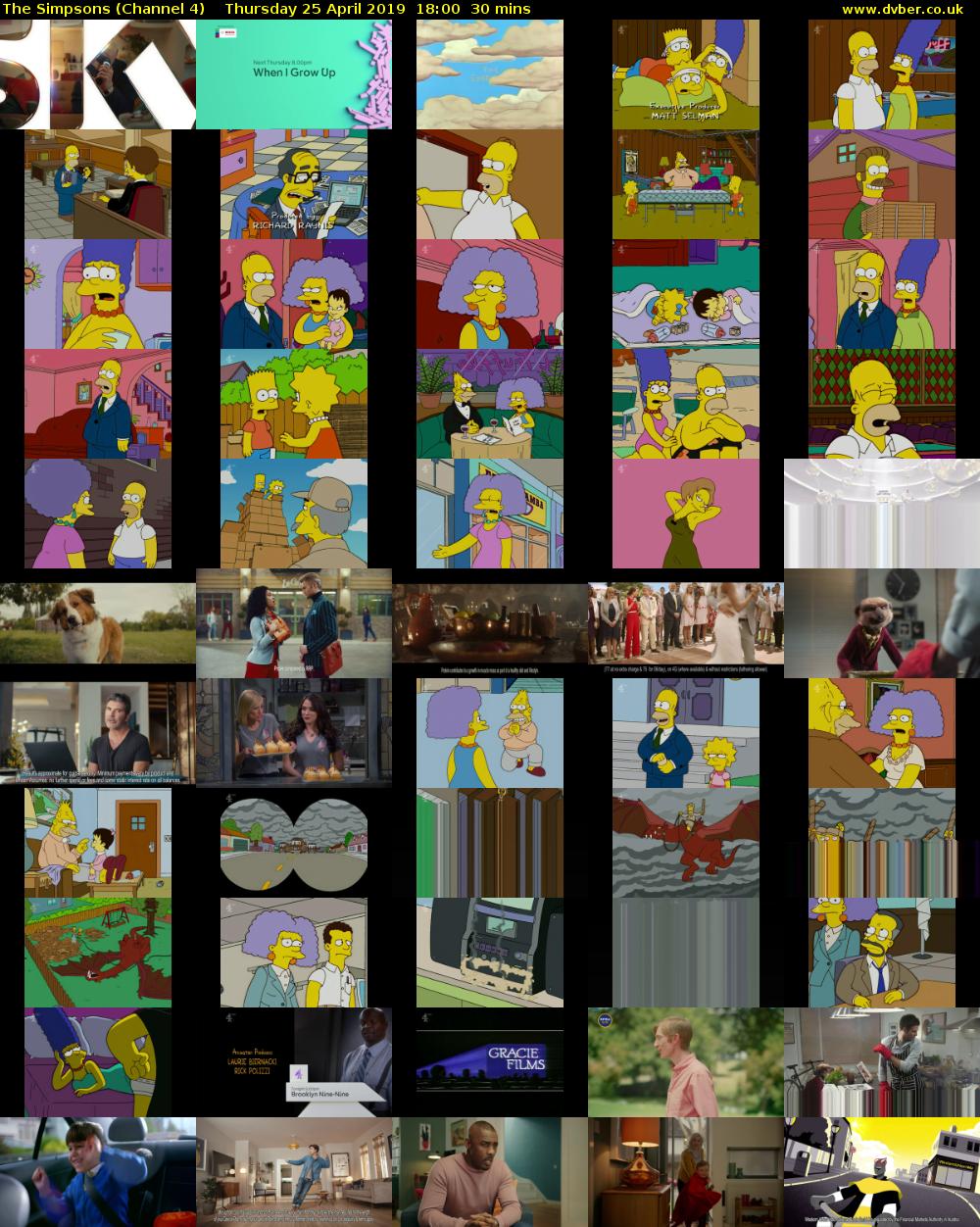 The Simpsons (Channel 4) Thursday 25 April 2019 18:00 - 18:30