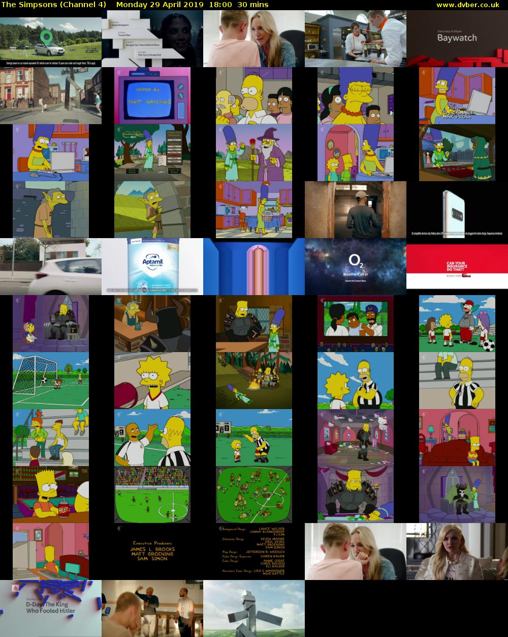The Simpsons (Channel 4) Monday 29 April 2019 18:00 - 18:30