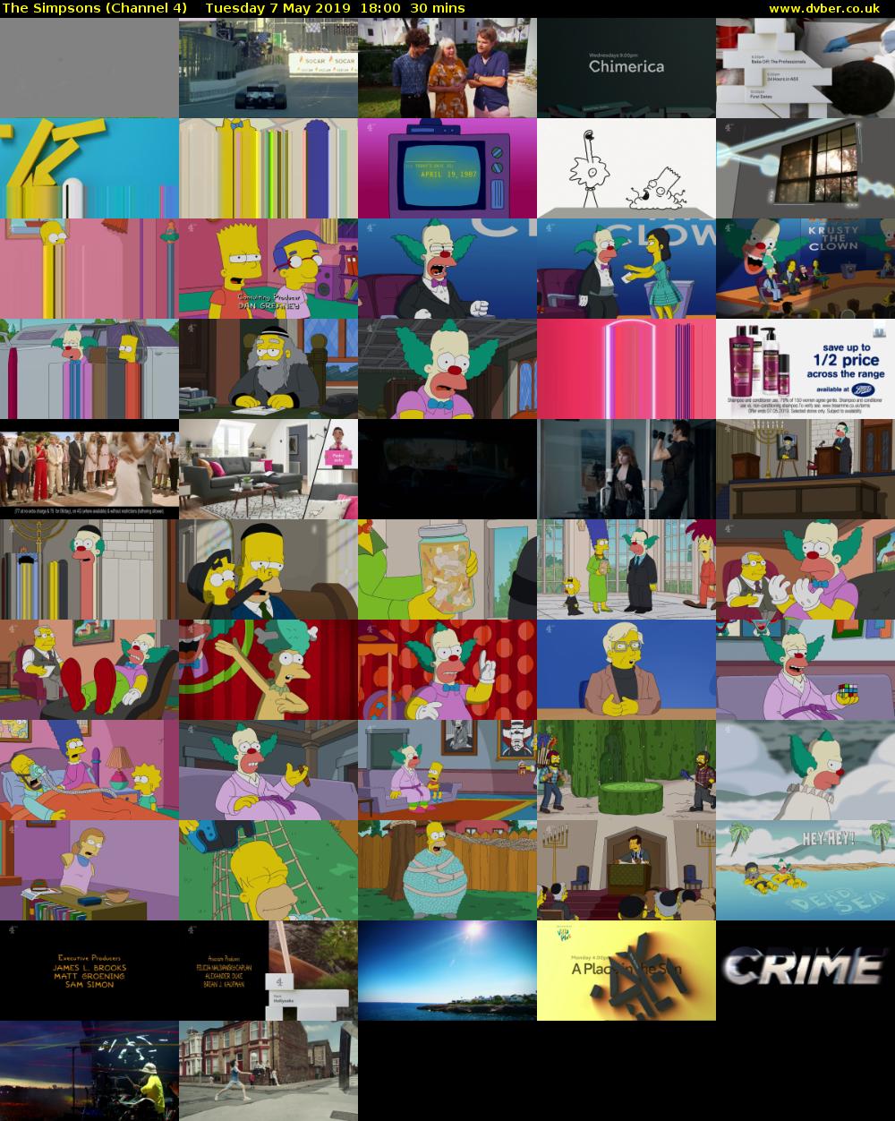 The Simpsons (Channel 4) Tuesday 7 May 2019 18:00 - 18:30