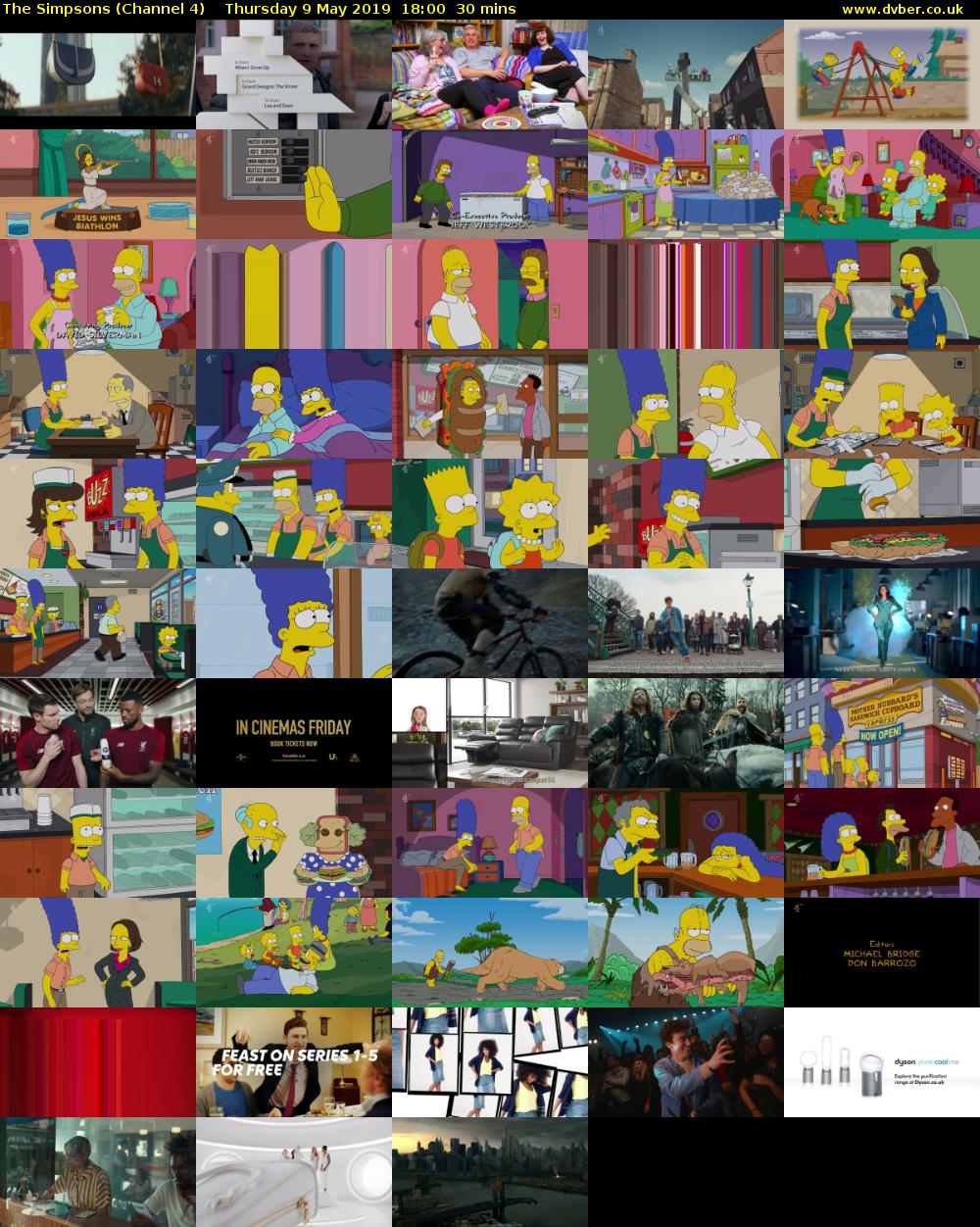 The Simpsons (Channel 4) Thursday 9 May 2019 18:00 - 18:30
