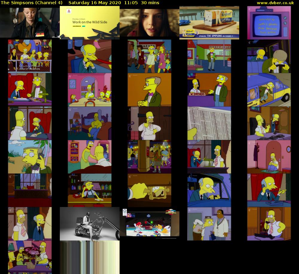 The Simpsons (Channel 4) Saturday 16 May 2020 11:05 - 11:35