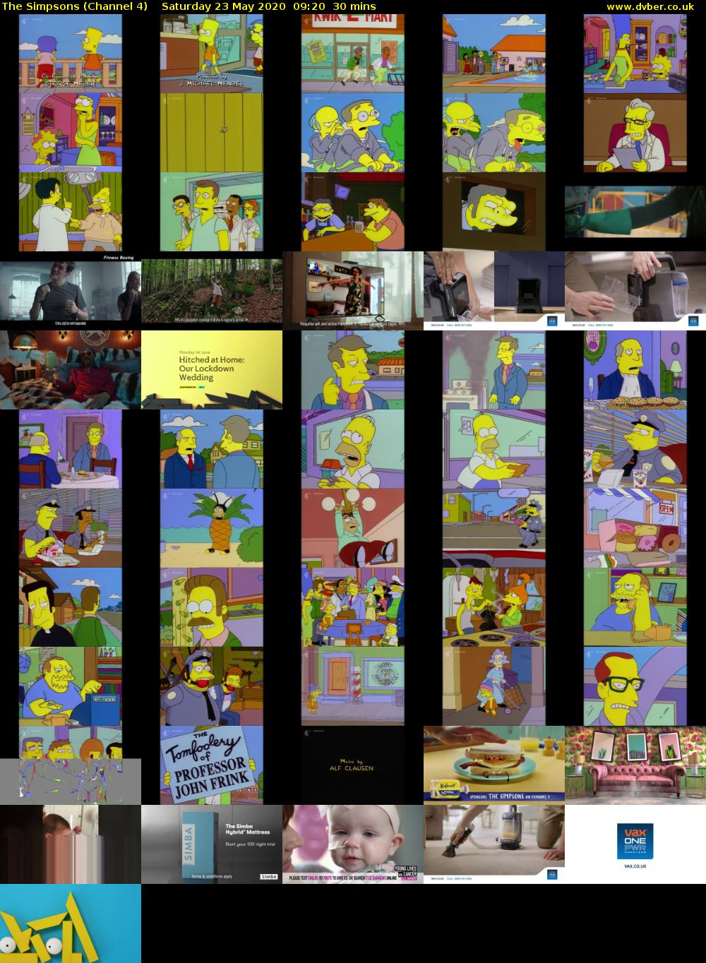 The Simpsons (Channel 4) Saturday 23 May 2020 09:20 - 09:50